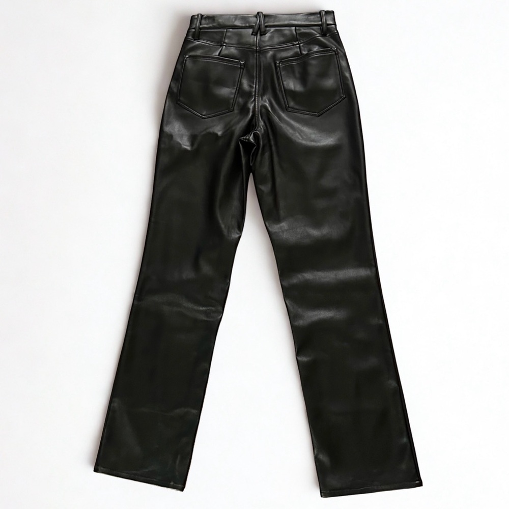 Good American Black Faux Leather Pants Size 8/29 Straight Leg 90s - Picture 2 of 10